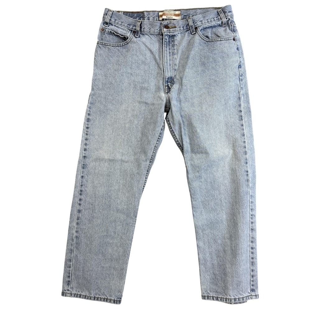Authentics Signature Jeans Mens 36x30 Blue Light Wash Regular Fit Straight Denim